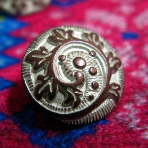 Metal Buttons - Fern Crozier Metal Buttons , Copper Patina Color , Shank , 0.59 inch , 10 pcs