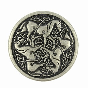 Metal Buttons - Celtic Horses Antique Silver Metal Shank Buttons - 1 inch - 12 pcs