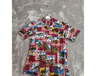 Pacific Legend Herren Red Tropical Weihnachten Surfen Weihnachtsmann Hawaiihemd M USA
