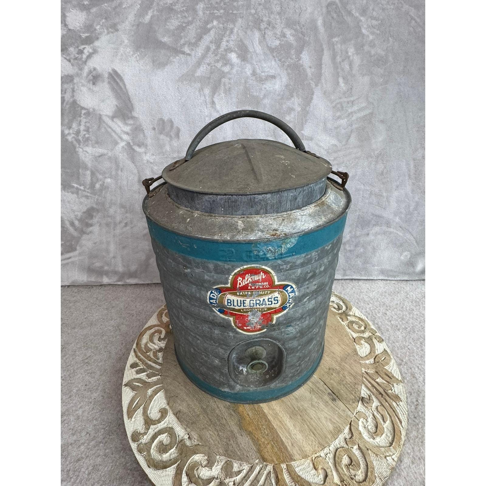 Glacière Thermos Vintage Verte Grande Taille - 42x40x28 Cm, Avec Couvercle, Occasion Fonctionnelle