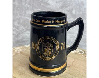 Jahrgang 1974 Erzbischof Curley High School Baltimore MD Schwarzgold Keramik Bierkrug