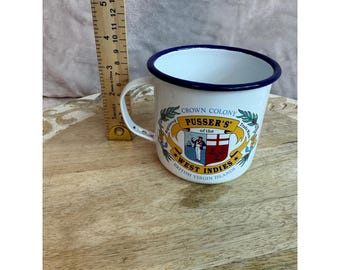 Pussers Britisch Jungferninseln Emaille Tasse Royal Navy Toast Karibik Karte Weiß