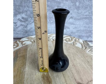 Southwestern schwarz geätzte Keramik Vase Kokopelli Wüstenvogel 17,5 cm