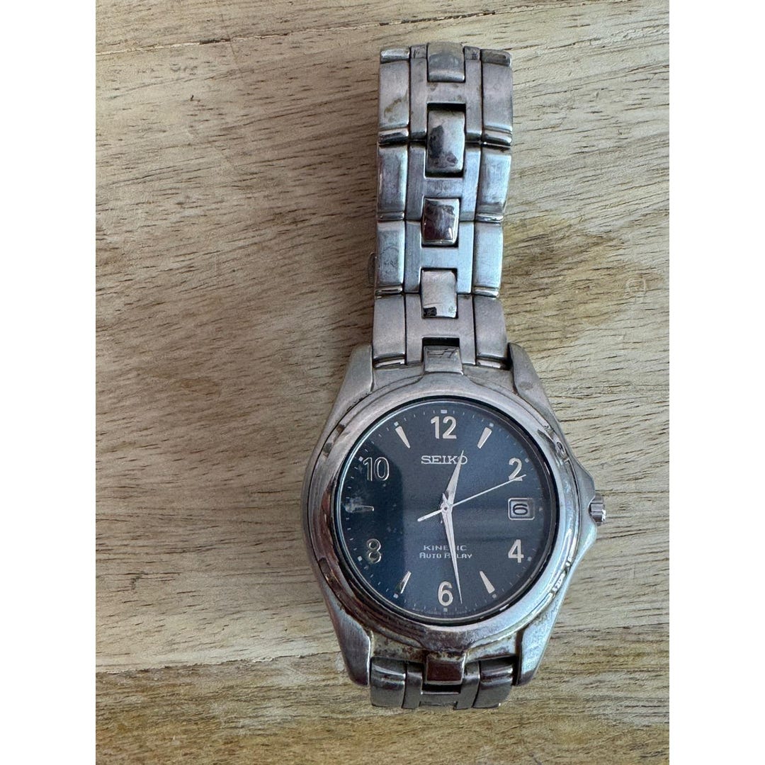 Seiko Kinetic Auto Relay 5J22-0B69 Blue Dial Stainless Steel Watch