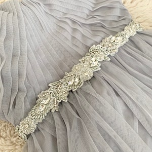 Crystal Rhinestone Bridal Belt Appliqué: Beaded Wedding Dress Sash Trim