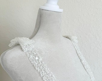 Off white Beaded Wedding Bow  dress strap/ wedding dress strap/ diy bridal strap/ beaded bow trim