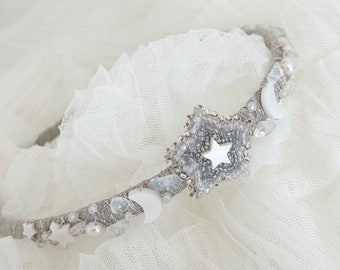 Celestial Girl Headband: Crystal, Pearl and  Star Beaded Hair Accessory