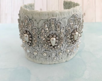 Silver Baroque beaded cuff