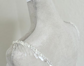 Off white  Beaded Wedding strap/ wedding dress strap/ diy bridal spaghetti strap/ Art Deco