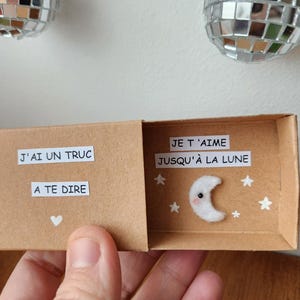 Boite allumette Surprise " je t aime jusqu'a la lune " / carte allumette / cadeau / Miniature