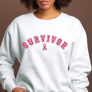 Breast Cancer Awareness Survivor Sweatshirt, Breast Cancer Survivor Gift, Pink Ribbon Sweatshirt, Cancer Warrior Shirt, Cancer Fighter Gifts