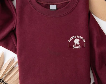 Custom Text Embroidered Sweatshirt,Left Pocket Logo Embroidery Sweater,Business Logo Sweater,Christmas Personalized Gift,Company Logo Outfit