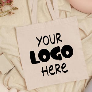 Bulk Custom Tote Bags with Your Logo, Custom Text Shopping Bags, Business Logo Tote Bag,Reusable Canvas Promotional Bags,Trade Show Gift Bag