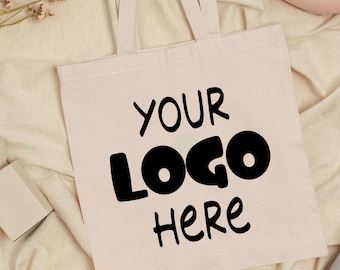Bulk Custom Tote Bags with Your Logo, Custom Text Shopping Bags, Business Logo Tote Bag,Reusable Canvas Promotional Bags,Trade Show Gift Bag