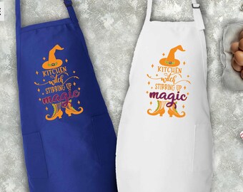 Kitchen Witch Stirring Up Magic Apron, Halloween Apron, Funny Halloween Gift Ideas, Witchy Gifts, Womens Halloween Gift, Funny Apron Gift
