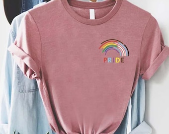 Rainbow Pride Shirt, Pocket Pride Shirt, LGBTQ Pride Tee, Rainbow Shirt,Pride Month Gift,Gay Pride Shirt, Lesbian Shirt, Gift For LGBTQ Ally