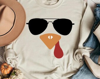 Cute Turkey Sweatshirt, Thanksgiving Sweatshirt, Turkey Face Shirt, Funny Thanksgiving Shirt, Fall Sweatshirt, Turkey Lover Gift, Fall Shirt