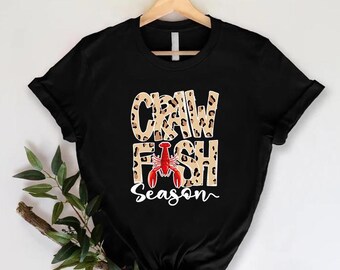 Leopard Crawfish Season T-Shirt, Crawfish Season Shirt, Crawfish Shirt, Crawfish Boil Shirt, New Orleans Shirt, Women Crawfish Gift Shirt