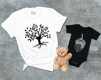 Oak Tree And Acorn Shirt, Father And Son Matching Shirt, First Father's Day, Family Matching Tee,Acorn Baby Tee,Oak Tree Shirt,Oak Mom Shirt