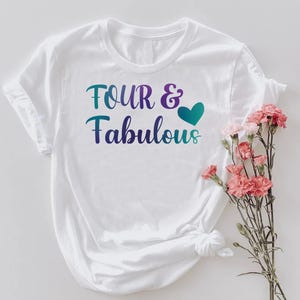 Fourth Birthday Shirt, Four And Fabulous Shirt, Four Year Old Girl Gift, 4th Birthday Party Shirt, Birthday Girl Shirt,Toddlers Birthday Tee