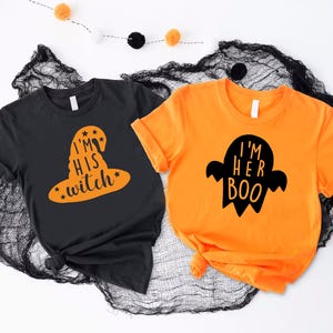 Halloween Couples Shirt, I&#39;m His Witch I&#39;m Her Boo Shirts, Matching Halloween Shirts, Witch Shirt, Halloween Boo Shirt, Halloween Party Tees