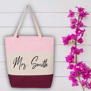 Personalized Tote Bag, Bridesmaid Tri Color Tote Bag, Wedding Gift Tote Bag, Custom Wedding Bags, Bachelorette Tote Bags, Personalized Gifts