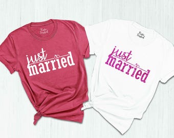Just Married T-Shirt, Honeymoon Shirt, Husband And Wife Matching Shirt, Wedding Anniversary Matching Shirts, Wedding Shirt, Newlywed Shirts