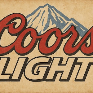 Affiche emblématique de la publicité sur la bière légère Coors | Affiche rétro de bière | Art mural bar | Poster mat 12 x 20 cm | Décoration homme des cavernes | Art de la bière vintage