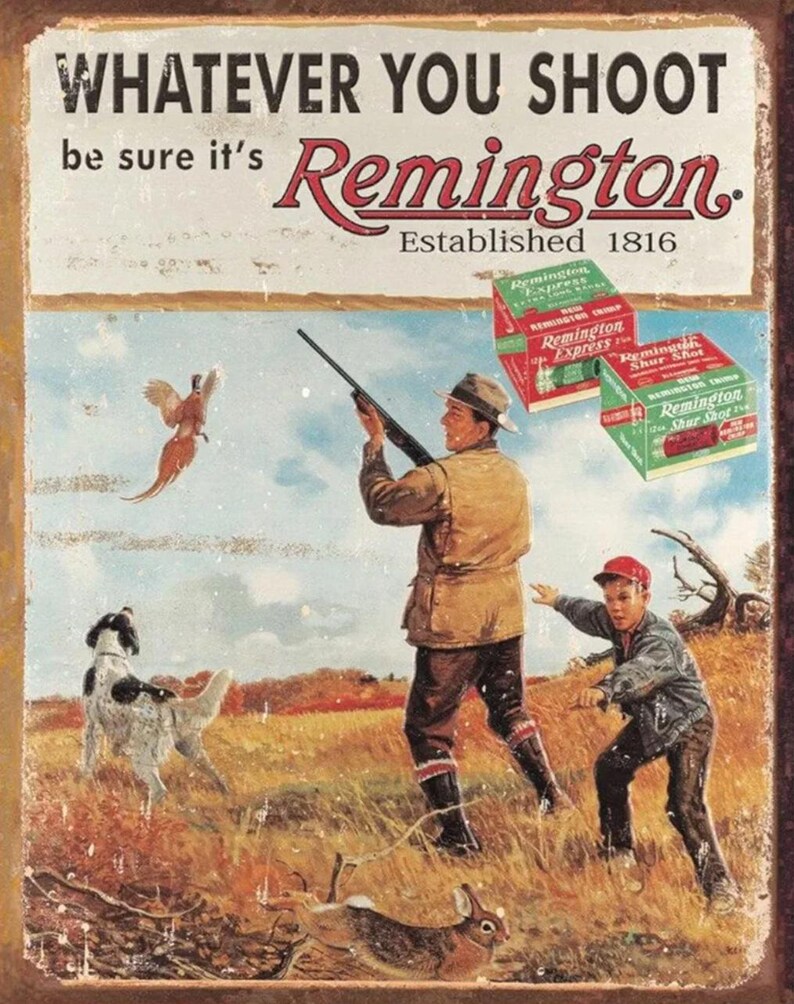 Classic Retro Remington Rifles Poster | Vintage Hunting Poster | Rustic ...