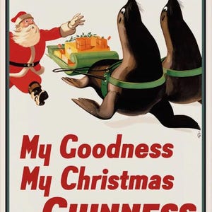 Christmas Guinness | Funny Vintage Poster | Classic Guinness Ad Poster | Guinness Beer Poster | Bar Poster | Perfect Gift!