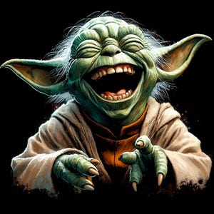 Yoda che ride forte - Divertente poster di Star Wars / Divertente poster in stile acquerello / Carta semilucida di qualità museale /