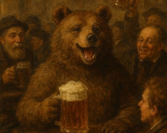 絵画。原画【ビールと熊】 絵画。原画【ビールと熊】 ヱビス×荒木飛呂彦コラボレーション第2弾