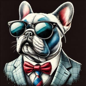Il Bulldog Francese Sa Come Vestirsi da Boss / Poster Divertente in Stile Acquerello / Carta Semi-Lucida di Qualità Museale / Regalo Perfetto!