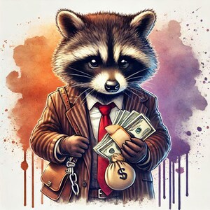Poster artistico in stile acquerello "Raccoon Thief Old School" / Poster divertente in stile acquerello / Carta semilucida di qualità museale / Regalo perfetto!