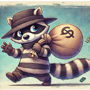 Divertente poster "Old School Raccoon Theif" / Divertente poster in stile acquerello / Carta semilucida di qualità museale / Regalo perfetto!