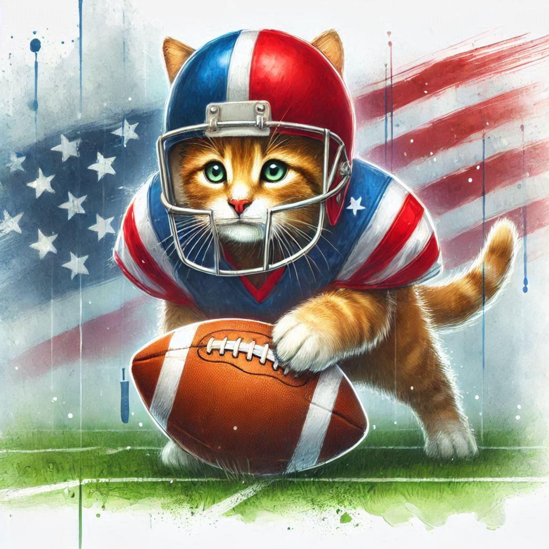 Cute Cat Playing American Football Poster | Cute Animal Poster | Museum ...