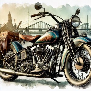 Poster di motociclette della vecchia scuola / Poster in stile acquerello / Carta semi-lucida di qualità museale / Regalo perfetto per l'arredamento della casa