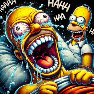 Homer Simpson perde la testa e ride / Divertente poster in stile acquerello / Carta semilucida di qualità museale / Regalo perfetto!
