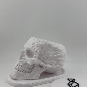 Pot tête de mort Skullplanter avec sous-pot – Cache-pot crâne étanche en PETG, finition époxy brillante, déco gothique design