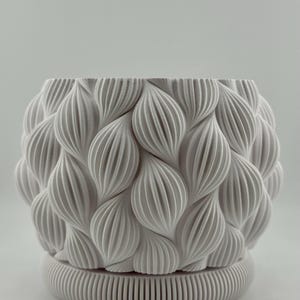 Vaso Ripple design orgânico com sous-pot – Cache-pot moderno em PETG com acabamento epóxi para orquídeas, suculentas