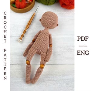 Molde para base de boneca de crochê. Boneca amigurumi. PDF. Inglês.