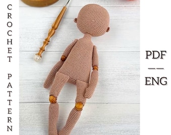 Crochet doll base Pattern. Amigurumi doll. PDF. English.