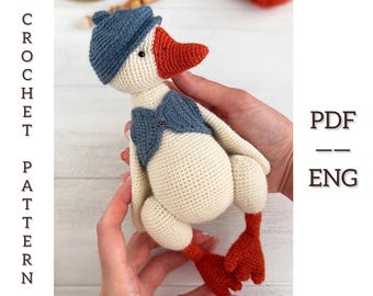 Goose with outfit Crochet pattern. Amigurumi toy pattern. PDF. English.