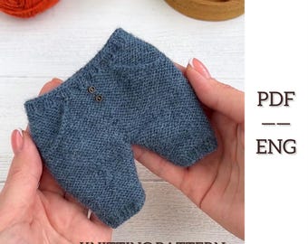 Knitted pants pattern. Toy clothes pattern. PDF. English.