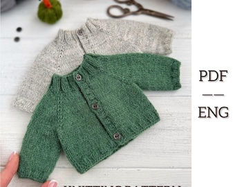 Knitted cardigan pattern. Toy clothes pattern. PDF. English.