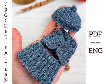 Doll outfit crochet pattern. Toy clothes pattern. PDF. English.