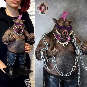 Bebop TMNT - large handmade monster figurine (custom sculpture of character from Teenage Mutant Ninja Turtles)