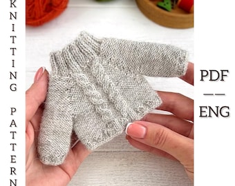 Cable knit sweater pattern. Toy clothes pattern. PDF. English.