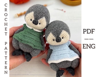 Crochet penguin in a dress Pattern. Amigurumi toy pattern. PDF. English.