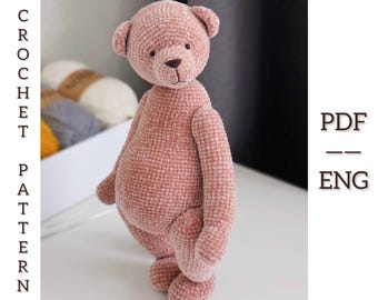 Teddy bear 30 cm Crochet Pattern. Amigurumi toy pattern. PDF. English.